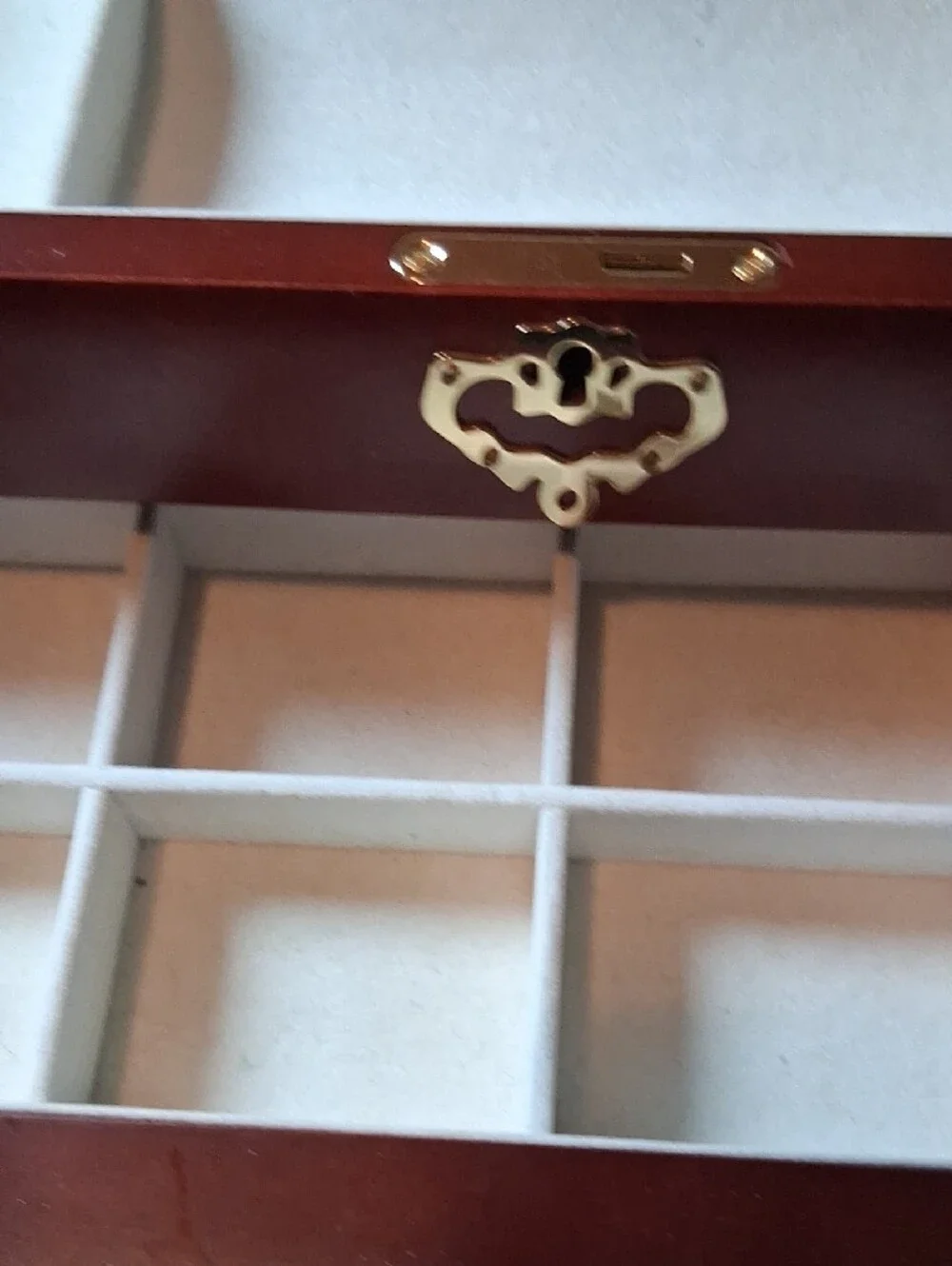 Classic Wooden Jewelry Chest in Deep Red Finish